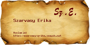 Szarvasy Erika névjegykártya